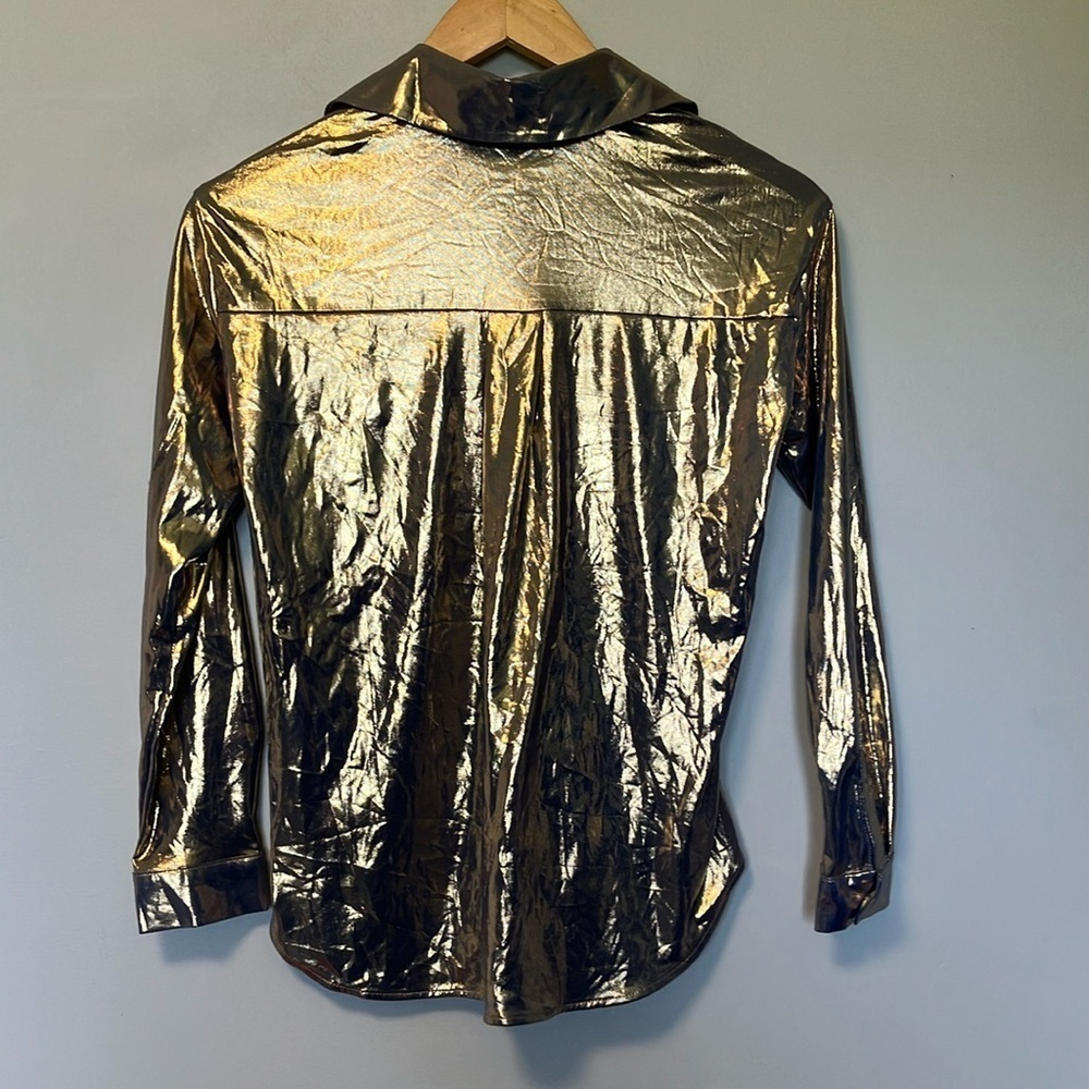 NWT By Anthropologie Gold Metallic Irisdescent Shirt - Picture 6 of 7